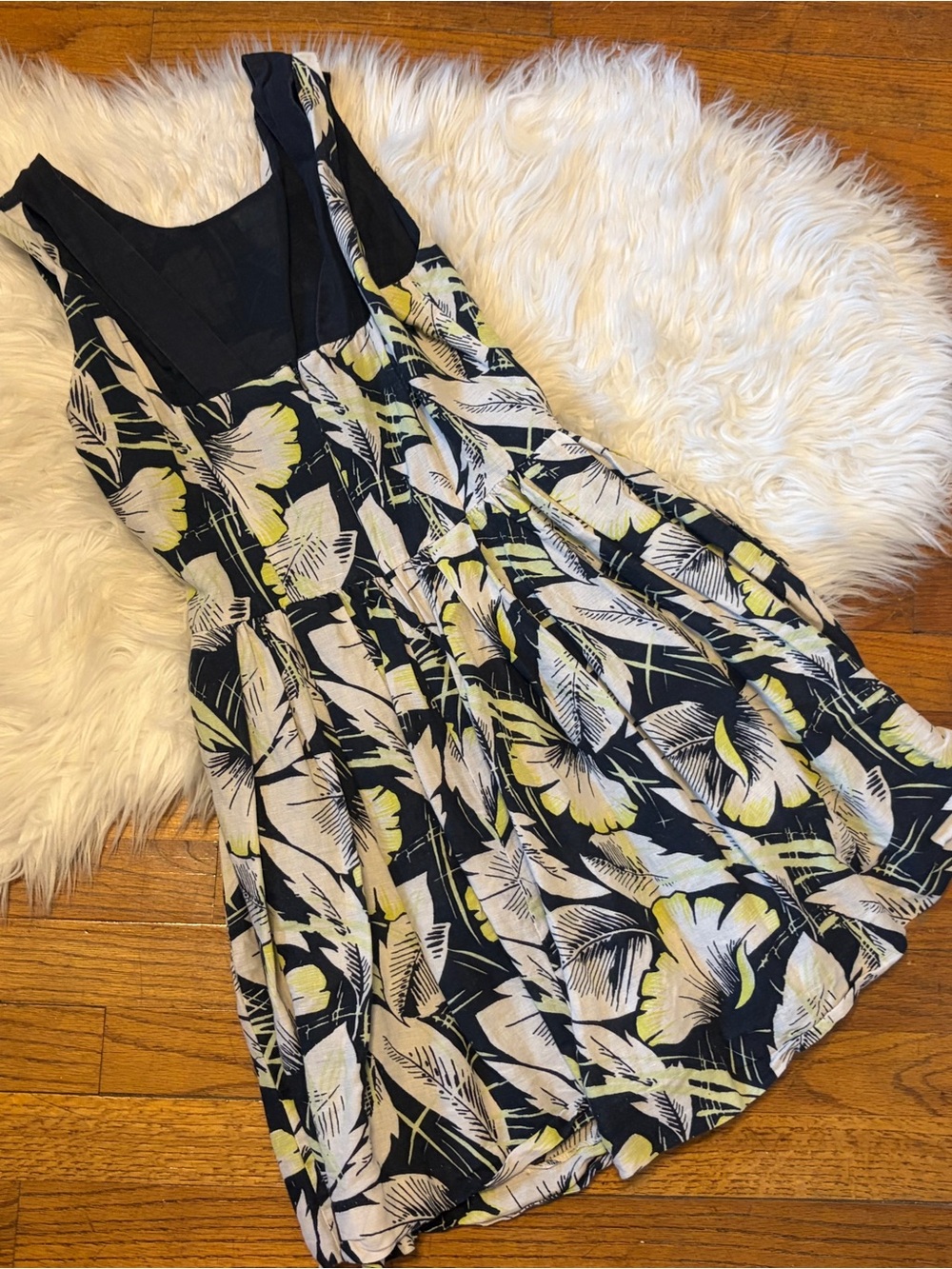 French Connection Women's Black Floral Summer Dress - A-Line Sundress; EU 4 - Picture 2 of 5